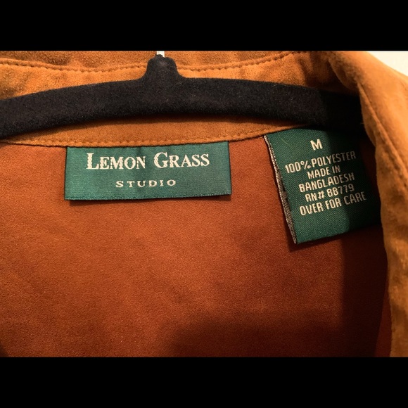Lemon Grass Studio Polyester Faux Suede Button Up - Picture 6 of 6